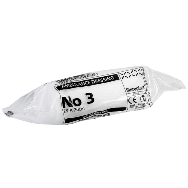 blodstoppare för svåra sår, steril ambulance dressing nr 3, 28x20 cm