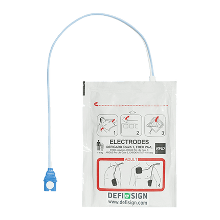 Vuxenelektroder Fred PA-1 för elektrod-touch, adult, hållbara och RFID-kompatibla.