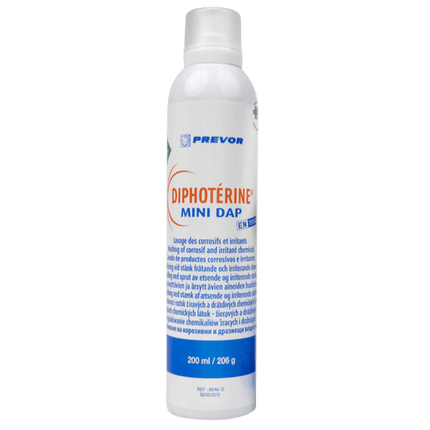 Diphoterine spray för första hjälpen, 200 ml flaska för snabb neutralisering av syror och baser.