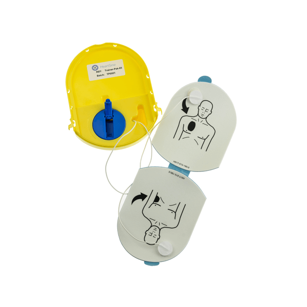Övningskassett till Samaritan PAD med övningselektroder och instruktionsbilder.