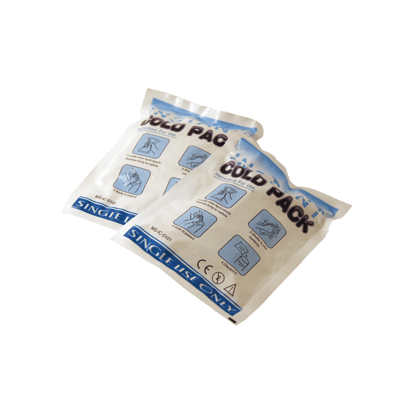 Engångs kylpåse, två stycken, förbrukas vid behov och innehåller vatten och urea.