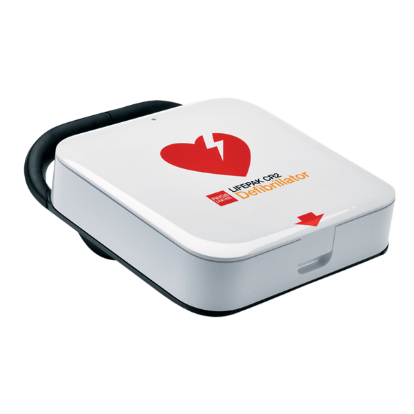 Hjärtstartare Lifepak CR2 Wi-Fi, en bärbar defibrillator med tydlig design och lättanvänd funktion.