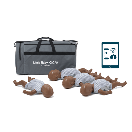 Little Baby QCPR, mörk hud, 4-pack HLR dockor mörk hud i träningsväska för första hjälpen och HLR