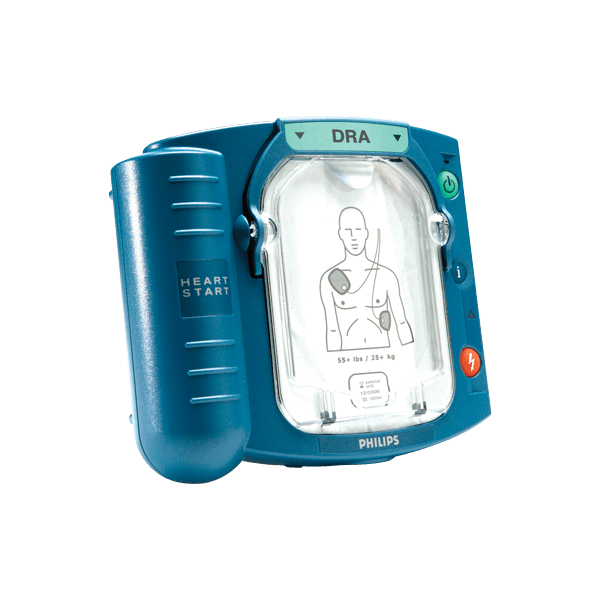 Philips HS1 hjärtstartare med tillbehör, enkel att använda och alltid redo för insats.