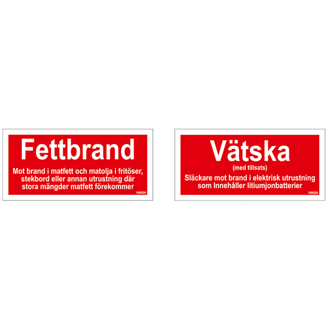 Tilläggsskylt Fettbrand / Vätska Litium - MaxMedic