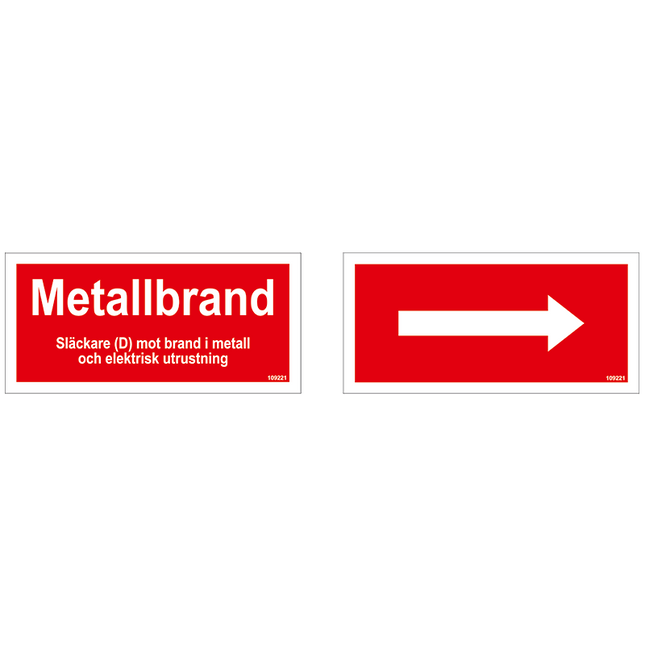 Tilläggsskylt Metallbrand / Rikningspil - MaxMedic