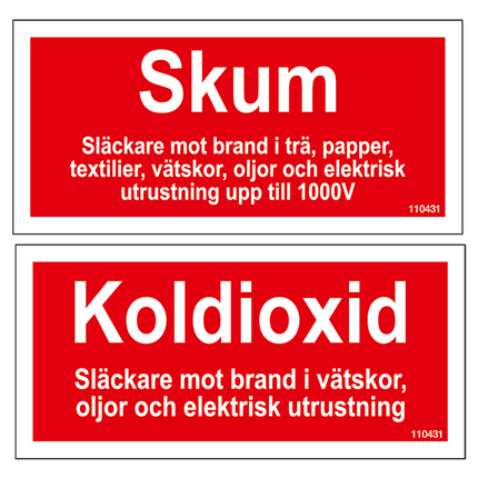 Tilläggsskylt Koldioxid / Skum - MaxMedic