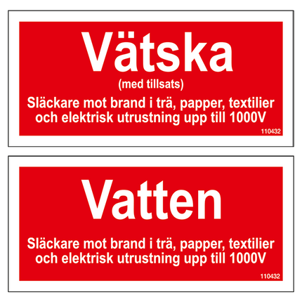 Tilläggsskylt Vätska med tillsats/Vatten - MaxMedic