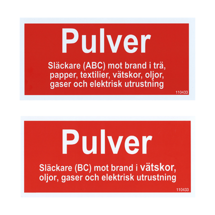Tilläggsskylt Pulver ABC / Pulver BC - MaxMedic