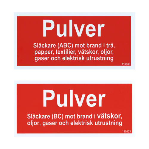 Tilläggsskylt Pulver ABC / Pulver BC - MaxMedic
