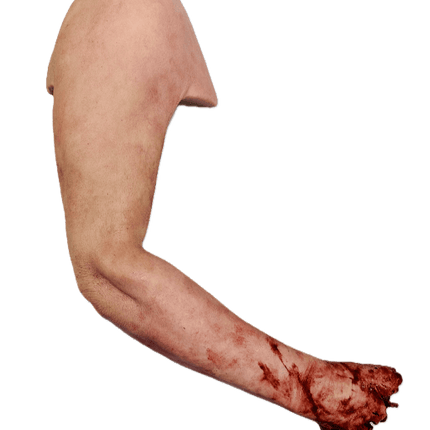 Tourniquettränare arm med realistisk sårskada, idealisk för tourniquetträning arm och medicinska övningar.